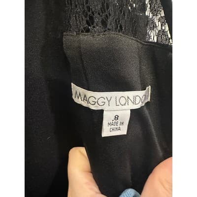 Maggy London Black Lace Cap Sleeve Fit Flare Dress Size 8 - Thumbnail 3
