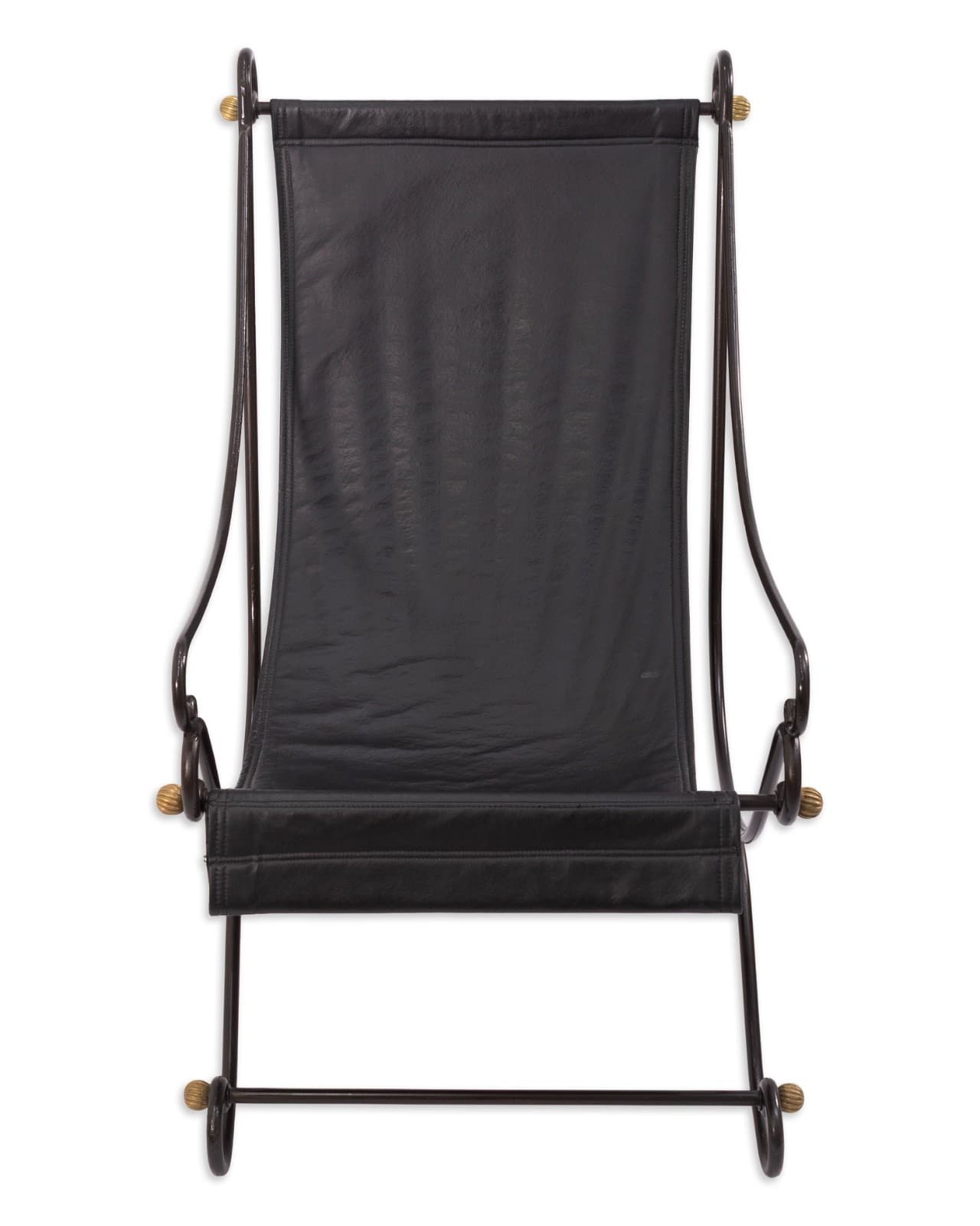 David Hicks Campache Style Wrought Iron And Leather Sling Back Chair - Thumbnail 2