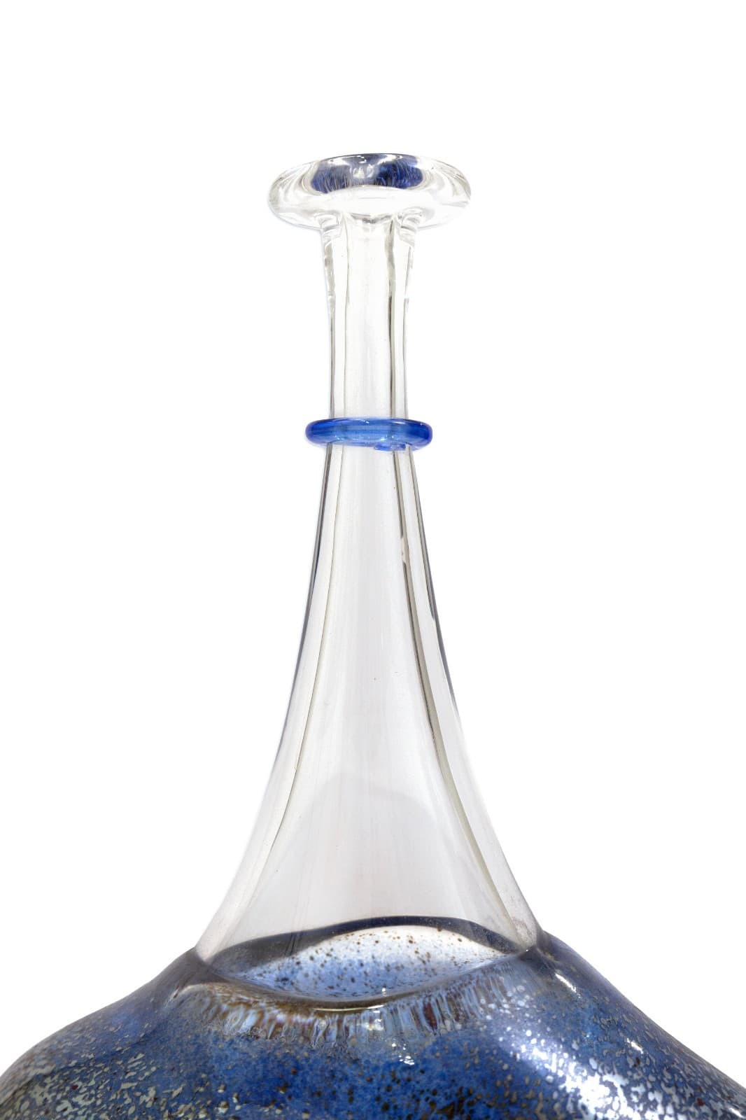 Bertil Vallien for Kosta Boda Blue Satellite Art Glass Bottle Signed 89253 - Thumbnail 3