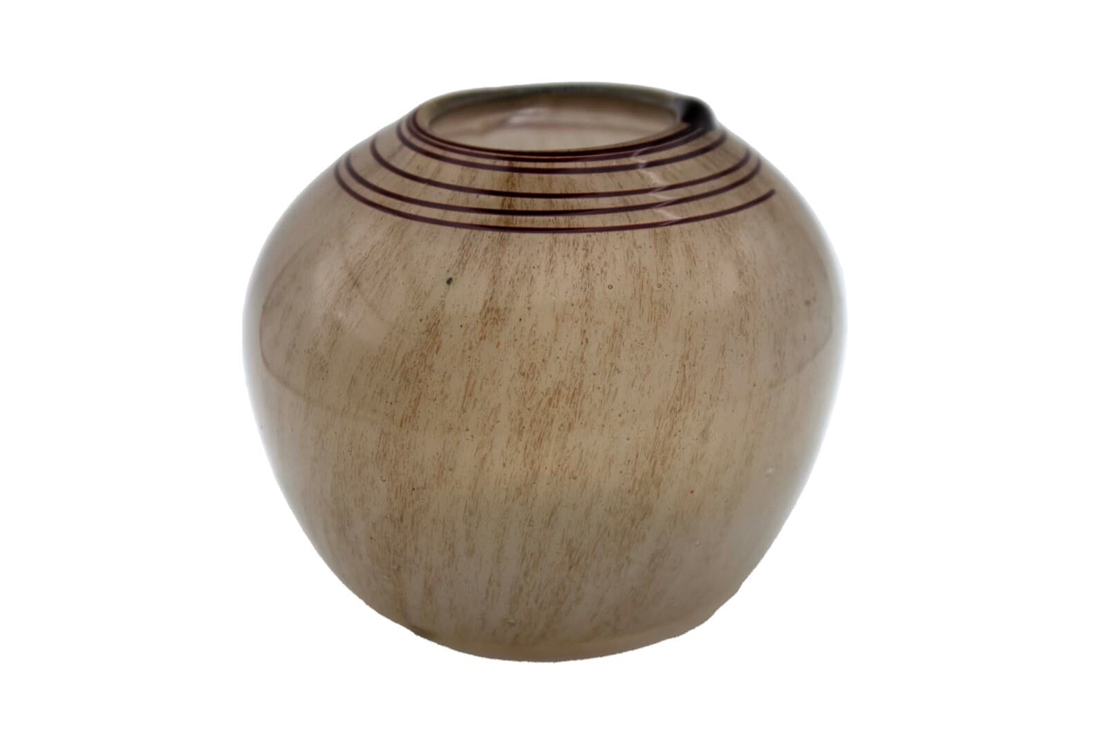 Willem Heesen Contemporary Earth Toned Art Glass Vessel with Swirl Line Design
