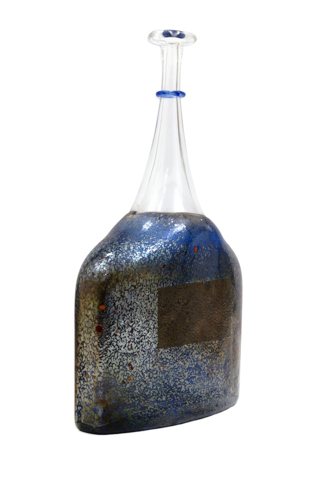 Bertil Vallien for Kosta Boda Blue Satellite Art Glass Bottle Signed 89253 - Thumbnail 2