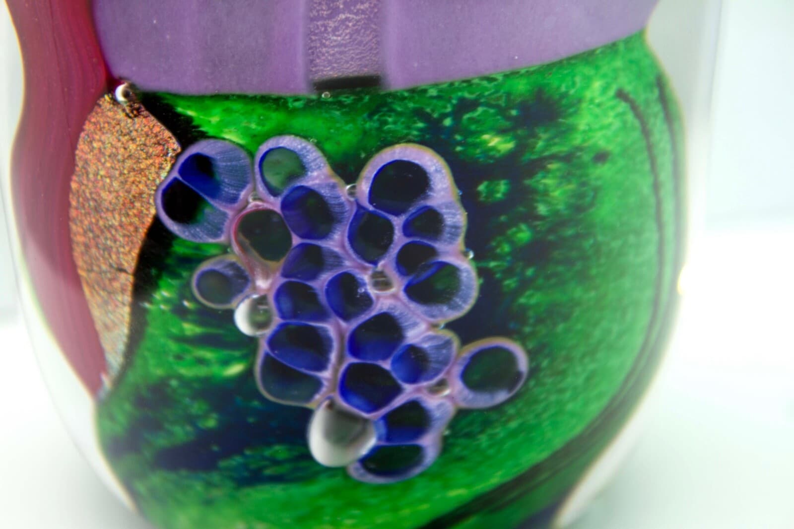 Berry Davis Signed Contemporary Pink Purple Green Swirl Design Studio Art Glass - Thumbnail 7
