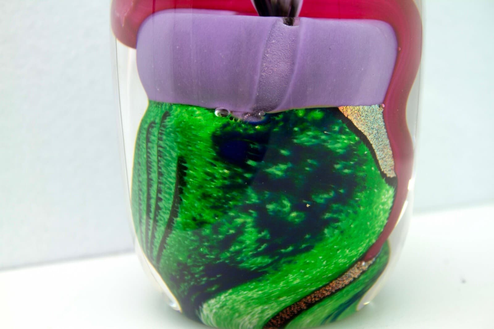 Berry Davis Signed Contemporary Pink Purple Green Swirl Design Studio Art Glass - Thumbnail 4
