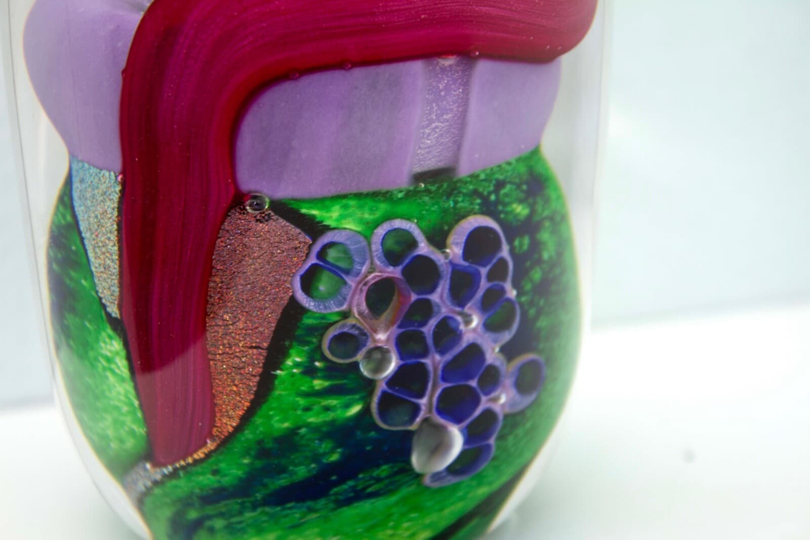 Berry Davis Signed Contemporary Pink Purple Green Swirl Design Studio Art Glass - Thumbnail 6