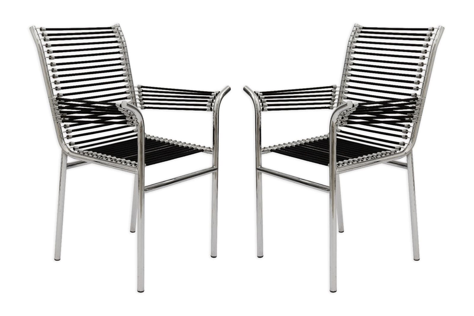 Pair Of Rene Herbst Highback Sandow Cord Chairs