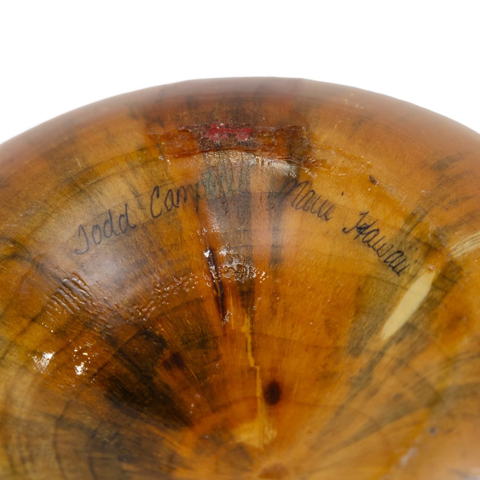 Todd Campbell Untitled Hand Turned Wood Bowl c. 1990s Signed Maui Hawaii - Thumbnail 3