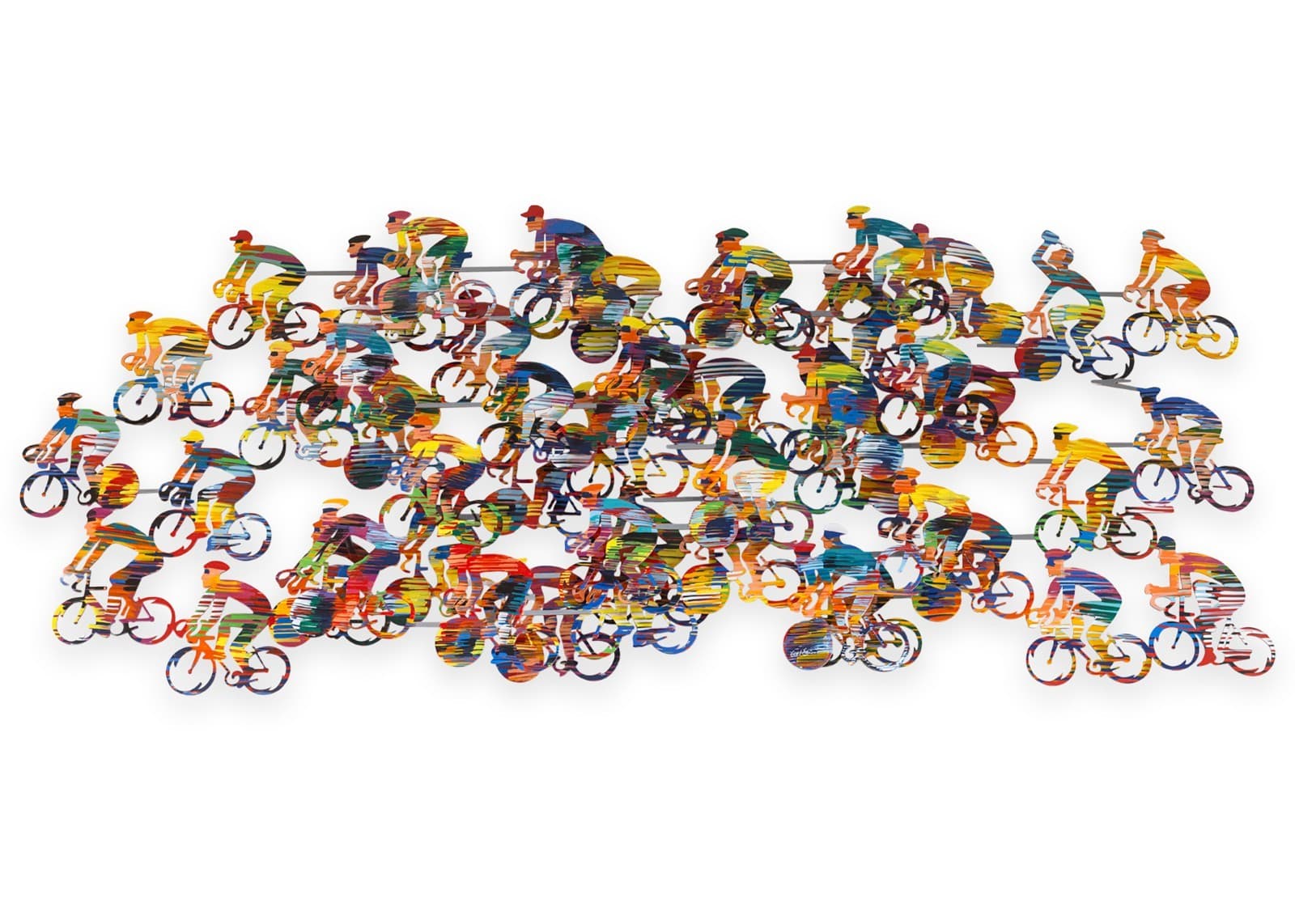 David Gerstein Cyclists Signed Metal Wall Sculpture Contemporary Pop Art 56/295