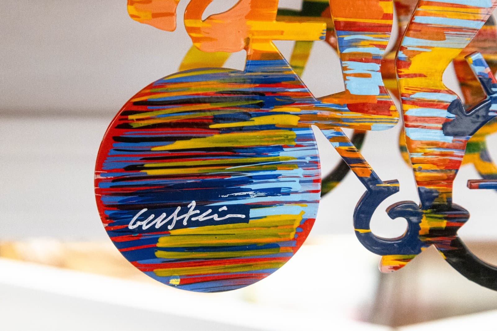 David Gerstein Cyclists Signed Metal Wall Sculpture Contemporary Pop Art 56/295 - Thumbnail 6