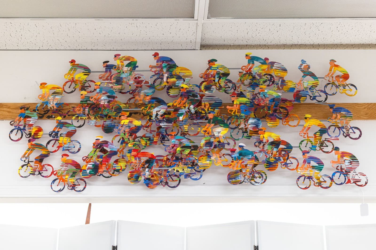 David Gerstein Cyclists Signed Metal Wall Sculpture Contemporary Pop Art 56/295 - Thumbnail 2