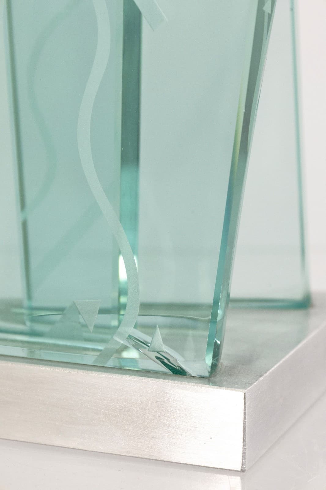 John Gilbert Luebtow Signed Abstract Postmodern Glass Sculpture on Metal Base - Thumbnail 7
