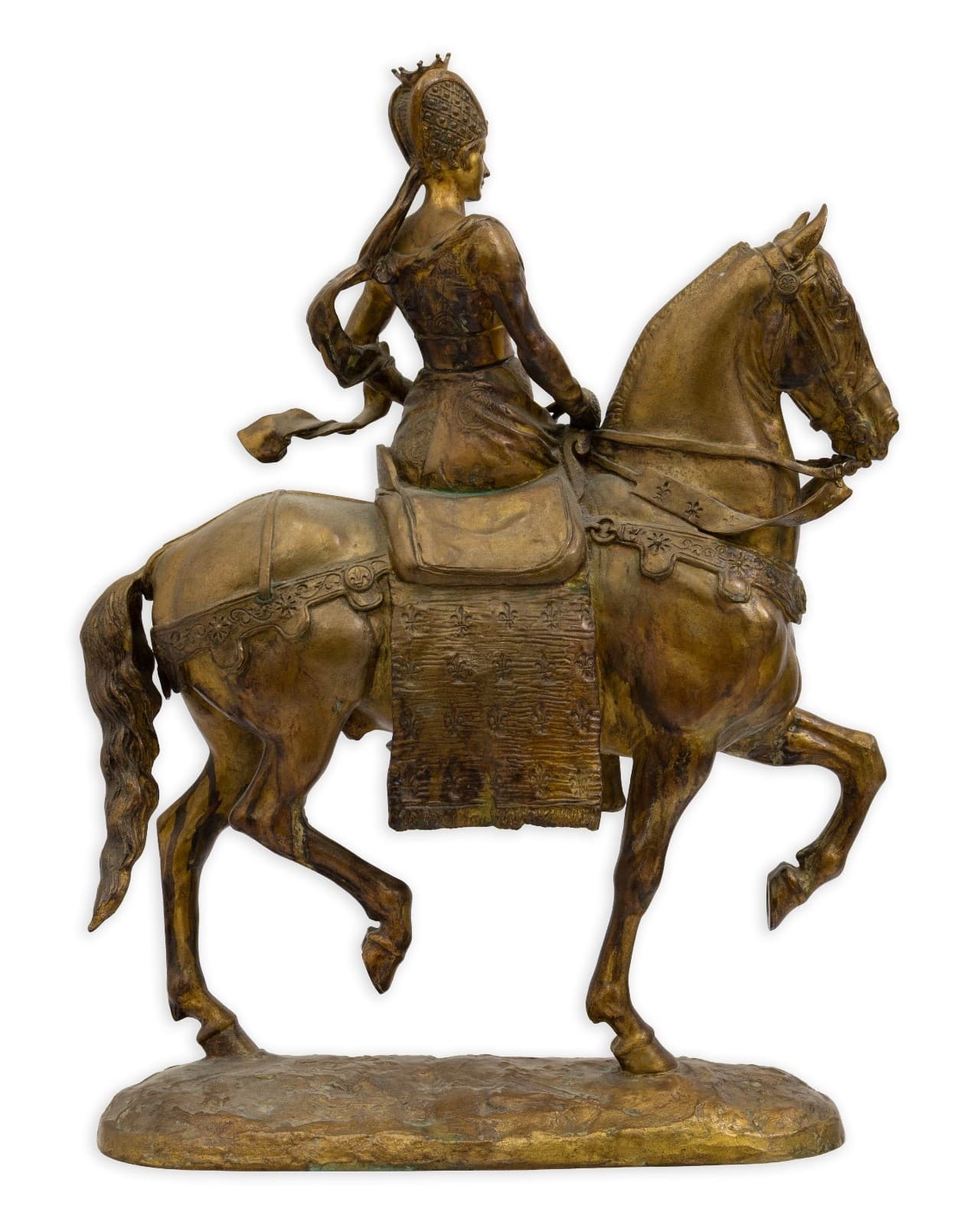 Emmanuel Frémiet Isabeau of Bavaria 1892 Signed Gilded Bronze Antique Sculpture - Thumbnail 3