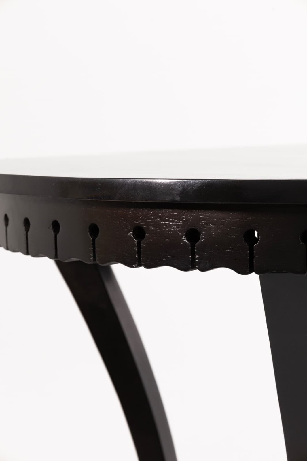 Shelburne Ebony Finished Round Solid Mahogany Accent Table with Curved Base - Thumbnail 4