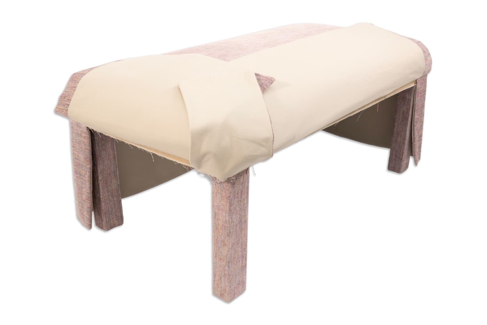 Pink Upholstered Rectangular Skirted Ottoman Bench with Hidden Storage Space - Thumbnail 2