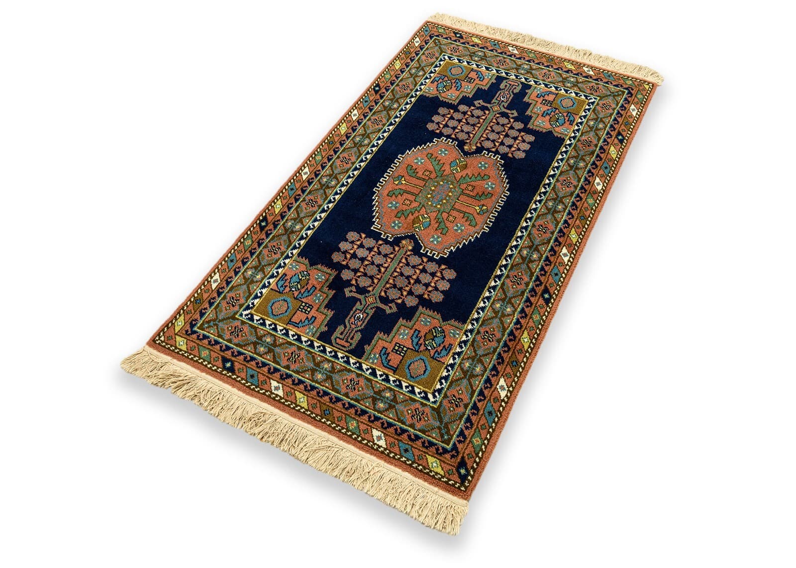 Multicolored Rug Handmade in Holland with Tags 3ft x 7ft