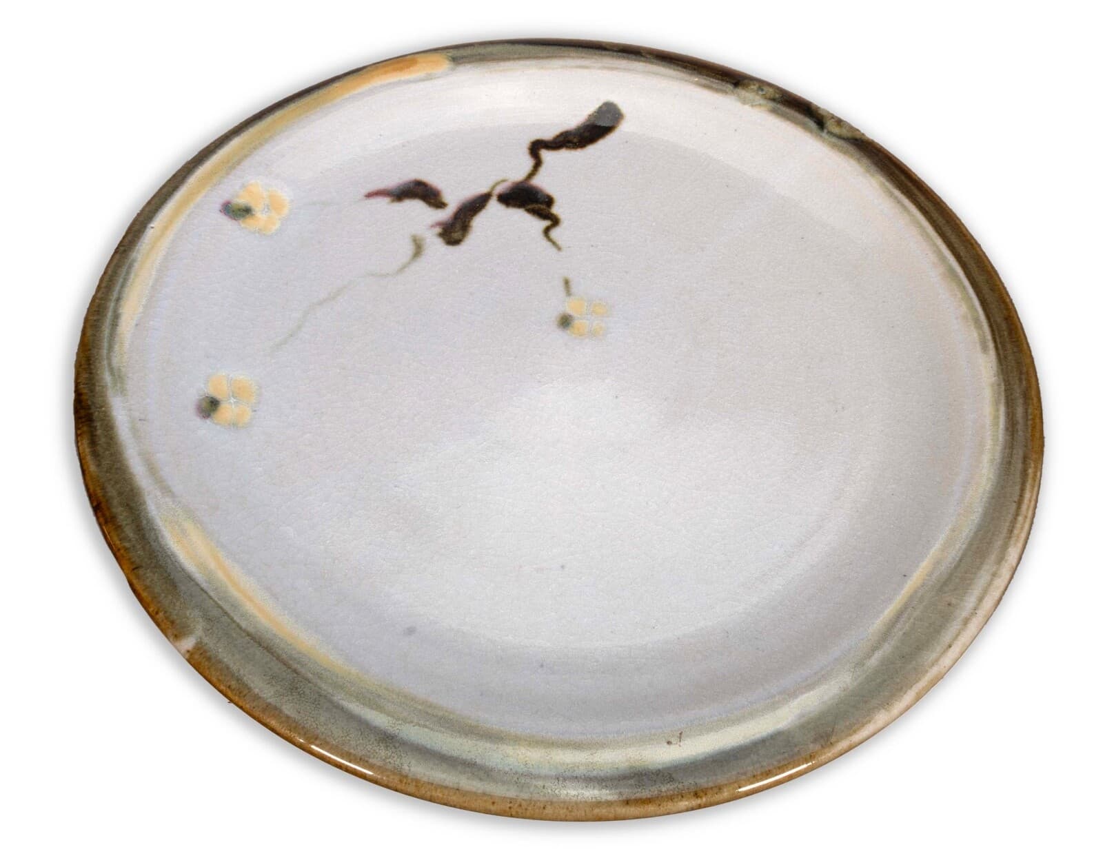 Tony Evans Large Light Blue with Floral Design Vintage Ceramic Platter Signed - Thumbnail 2