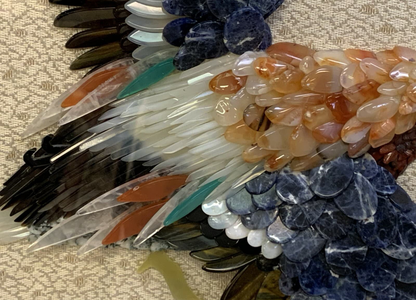 Asian Bird in Flight with Semi Precious Stones Wall Sculpture - Thumbnail 5