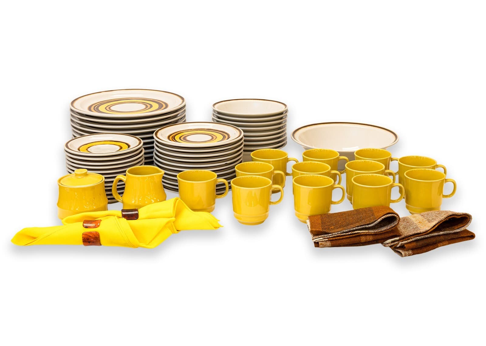 75pc Electra Casual Ceram Rondo Gold Japanese Stoneware MCM Dinner Service Set