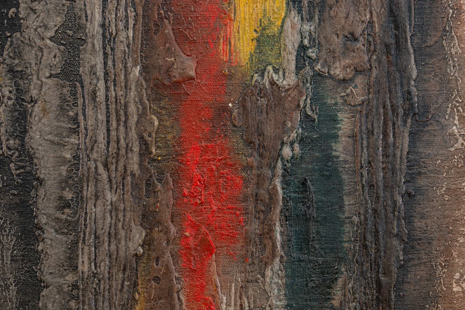Jan Geppert Lesn Opowies II Signed Modernist Abstract Oil Painting Canvas 1960s - Thumbnail 5