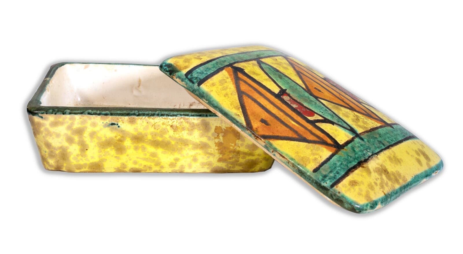Bitossi Ceramic Trinket Box and Vase with Abstract Fish Pattern Made in Italy - Thumbnail 7