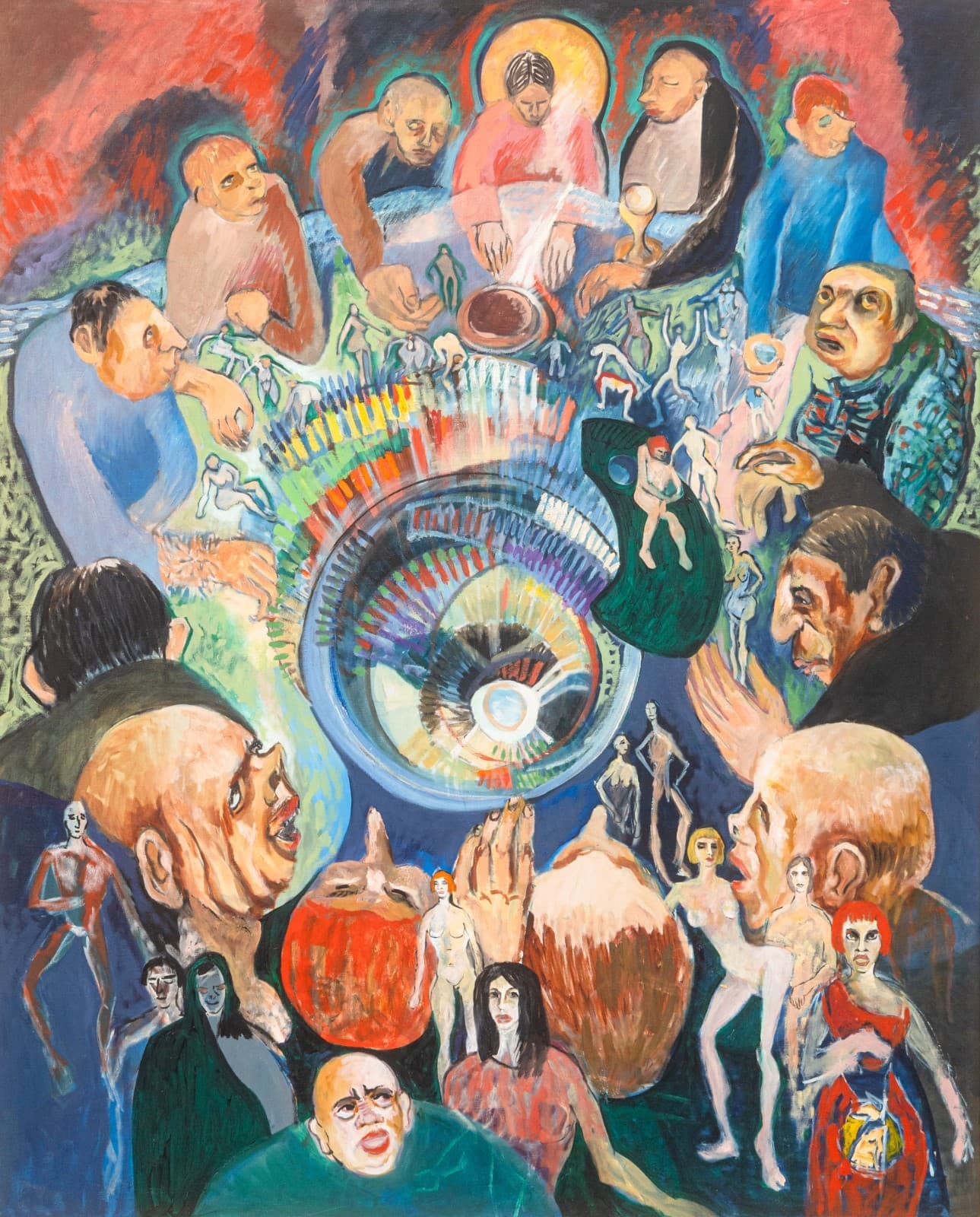 Francis Littna Last Supper, c. 1960 Signed Oil on Canvas - Modernist Religious - Thumbnail 2