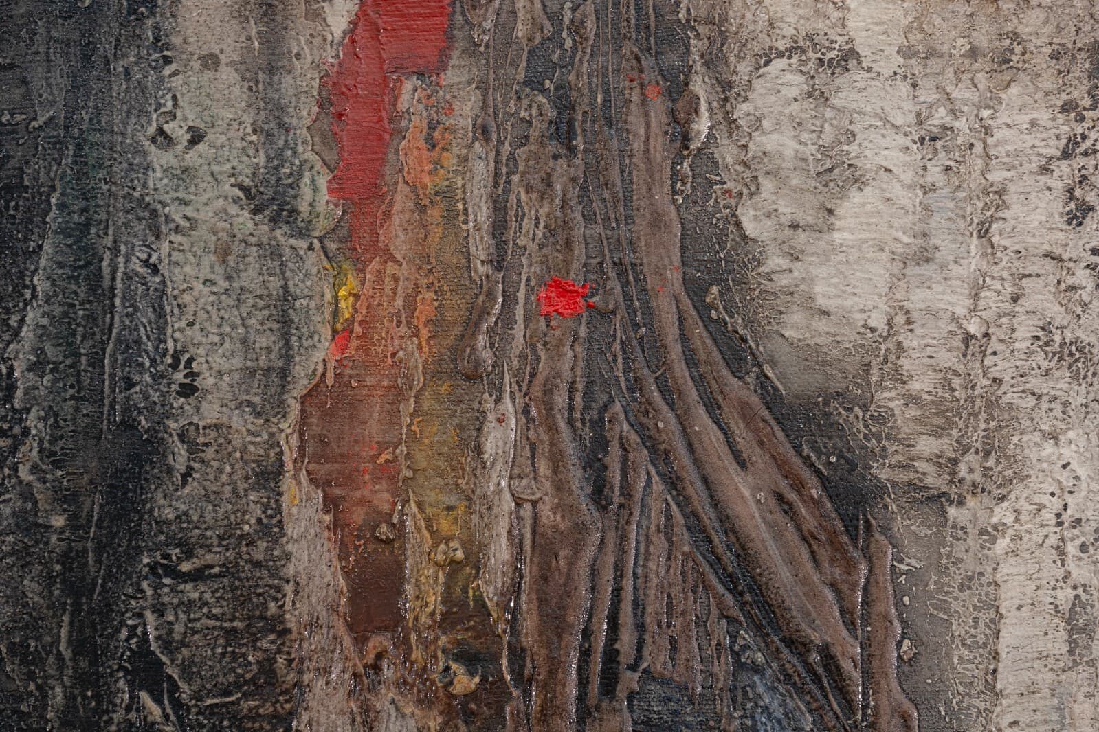 Jan Geppert Lesn Opowies II Signed Modernist Abstract Oil Painting Canvas 1960s - Thumbnail 2