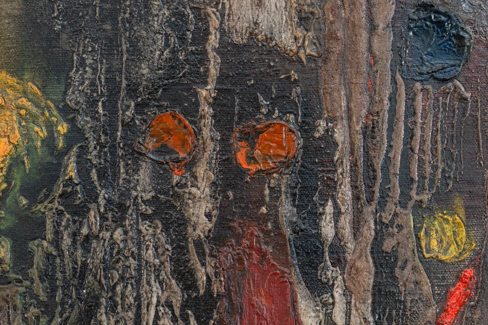 Jan Geppert Lesn Opowies II Signed Modernist Abstract Oil Painting Canvas 1960s - Thumbnail 3