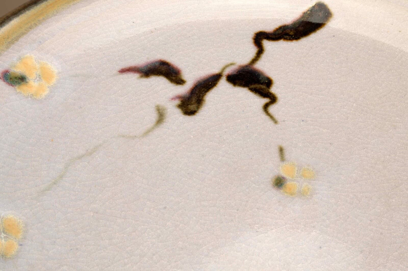 Tony Evans Large Light Blue with Floral Design Vintage Ceramic Platter Signed - Thumbnail 5