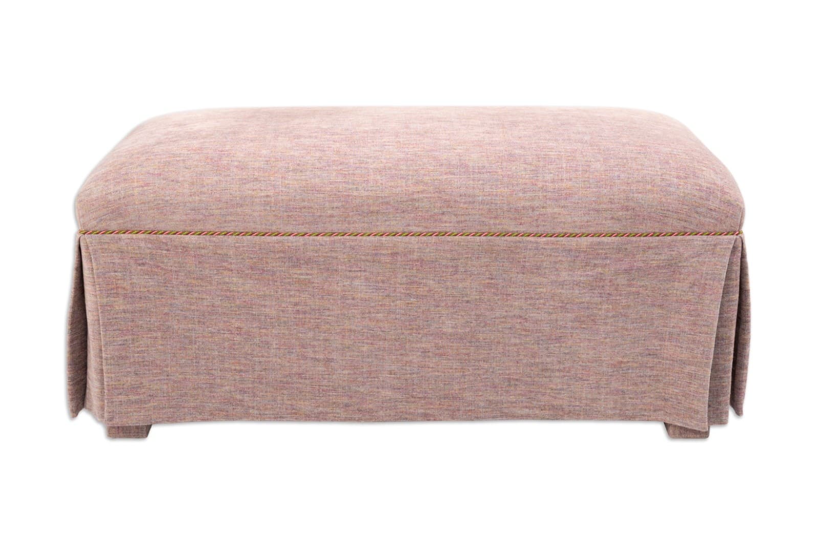 Pink Upholstered Rectangular Skirted Ottoman Bench with Hidden Storage Space - Thumbnail 3