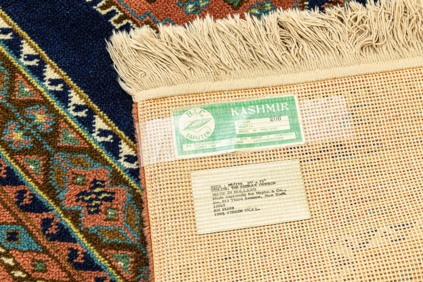 Multicolored Rug Handmade in Holland with Tags 3ft x 7ft - Thumbnail 6