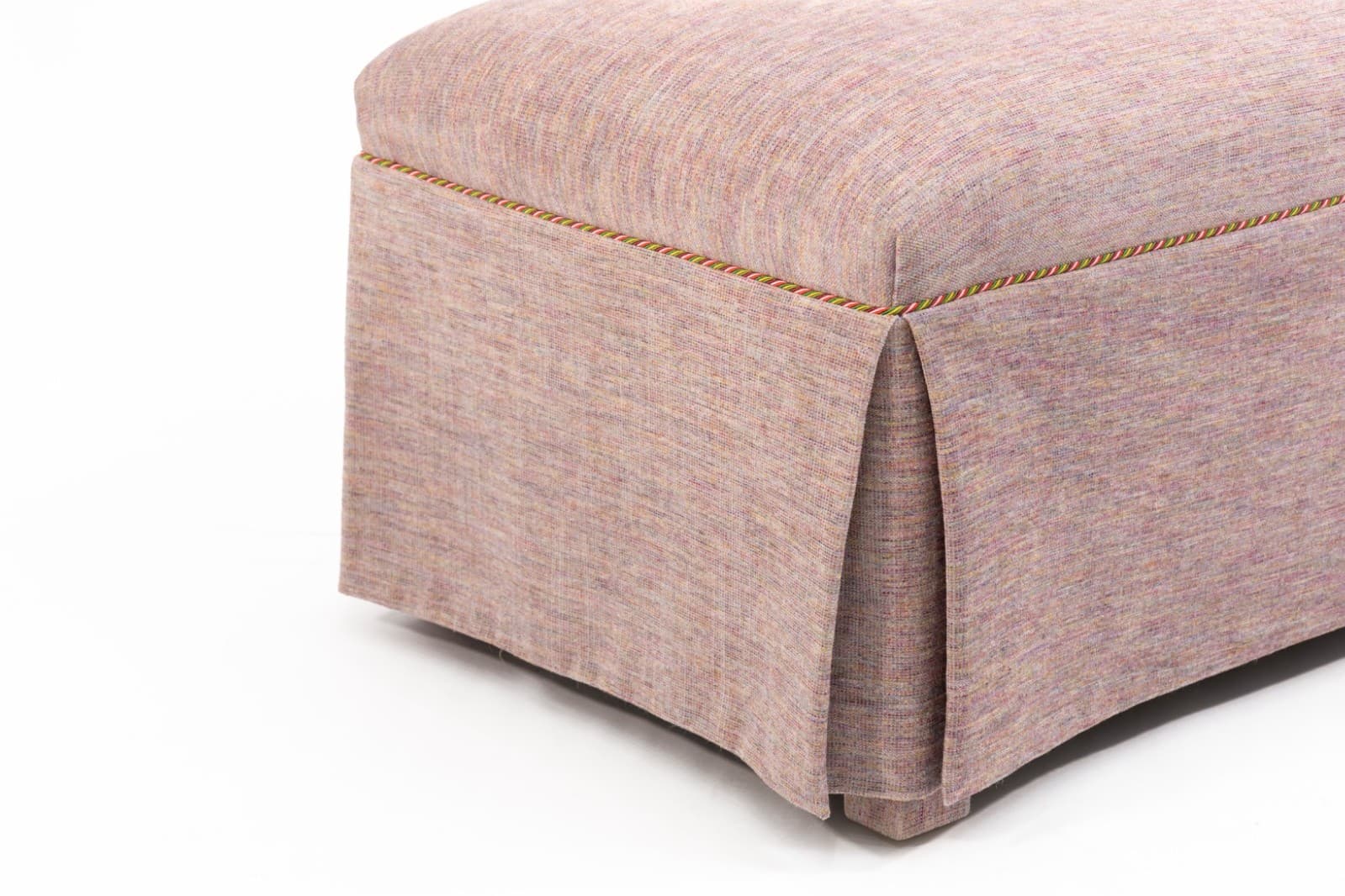 Pink Upholstered Rectangular Skirted Ottoman Bench with Hidden Storage Space - Thumbnail 4