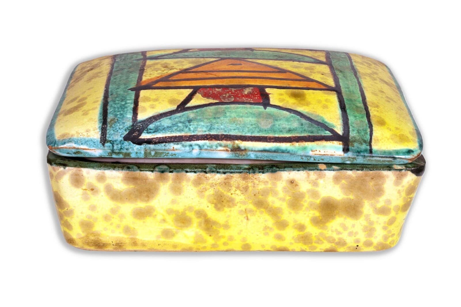 Bitossi Ceramic Trinket Box and Vase with Abstract Fish Pattern Made in Italy - Thumbnail 6