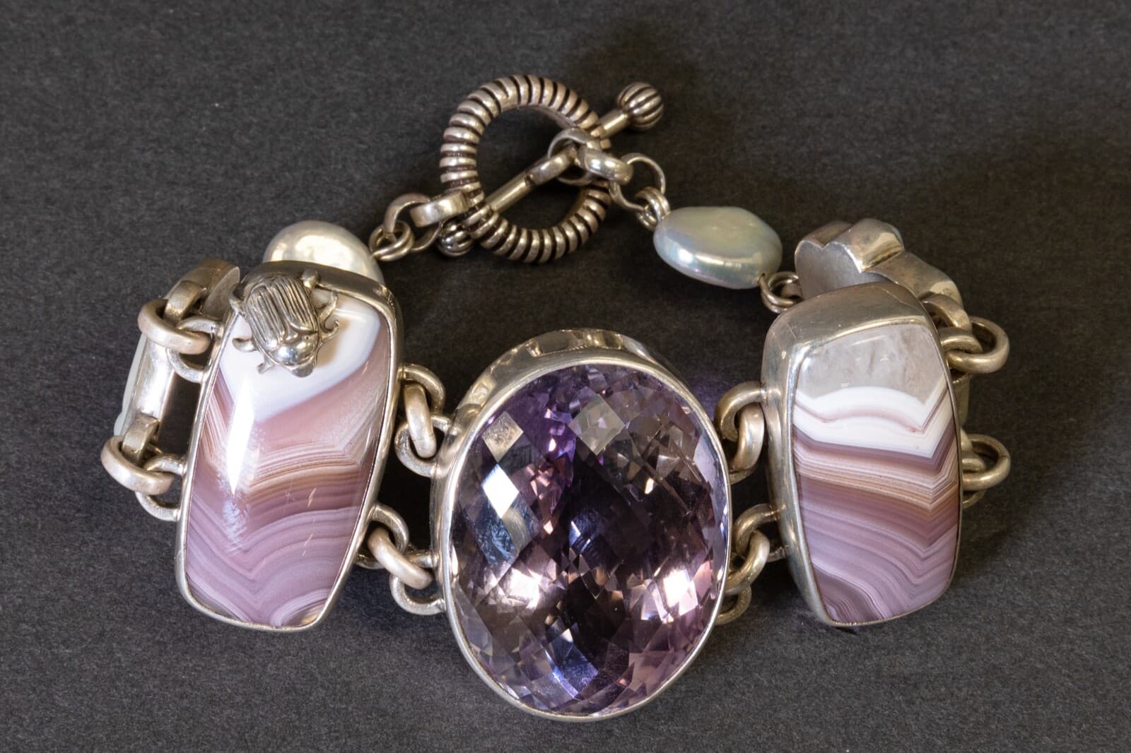 Stephen Dweck Amethyst Glacier Quartz Biwa Pearl & Sterling Necklace & Bracelet - Thumbnail 9