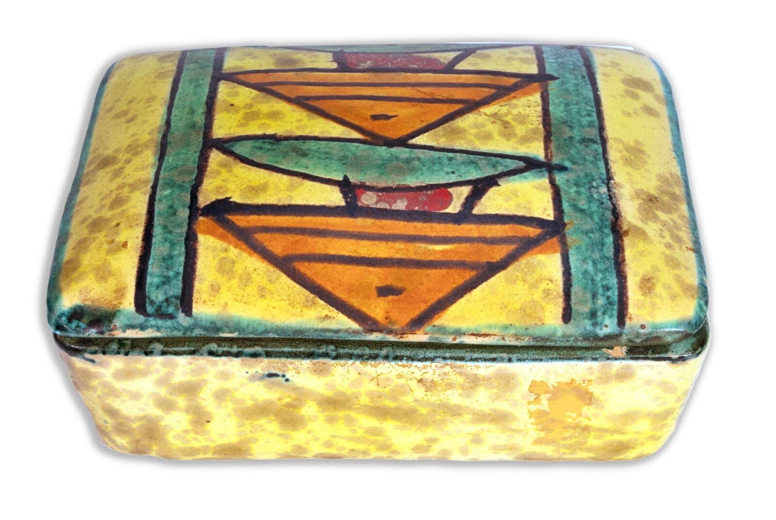 Bitossi Ceramic Trinket Box and Vase with Abstract Fish Pattern Made in Italy - Thumbnail 4