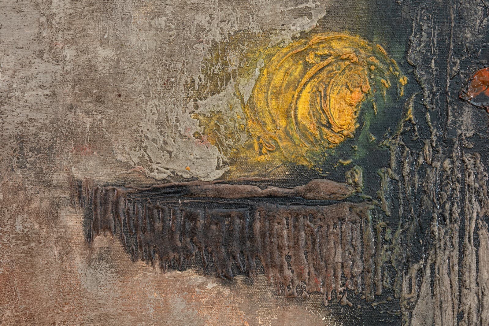 Jan Geppert Lesn Opowies II Signed Modernist Abstract Oil Painting Canvas 1960s - Thumbnail 4
