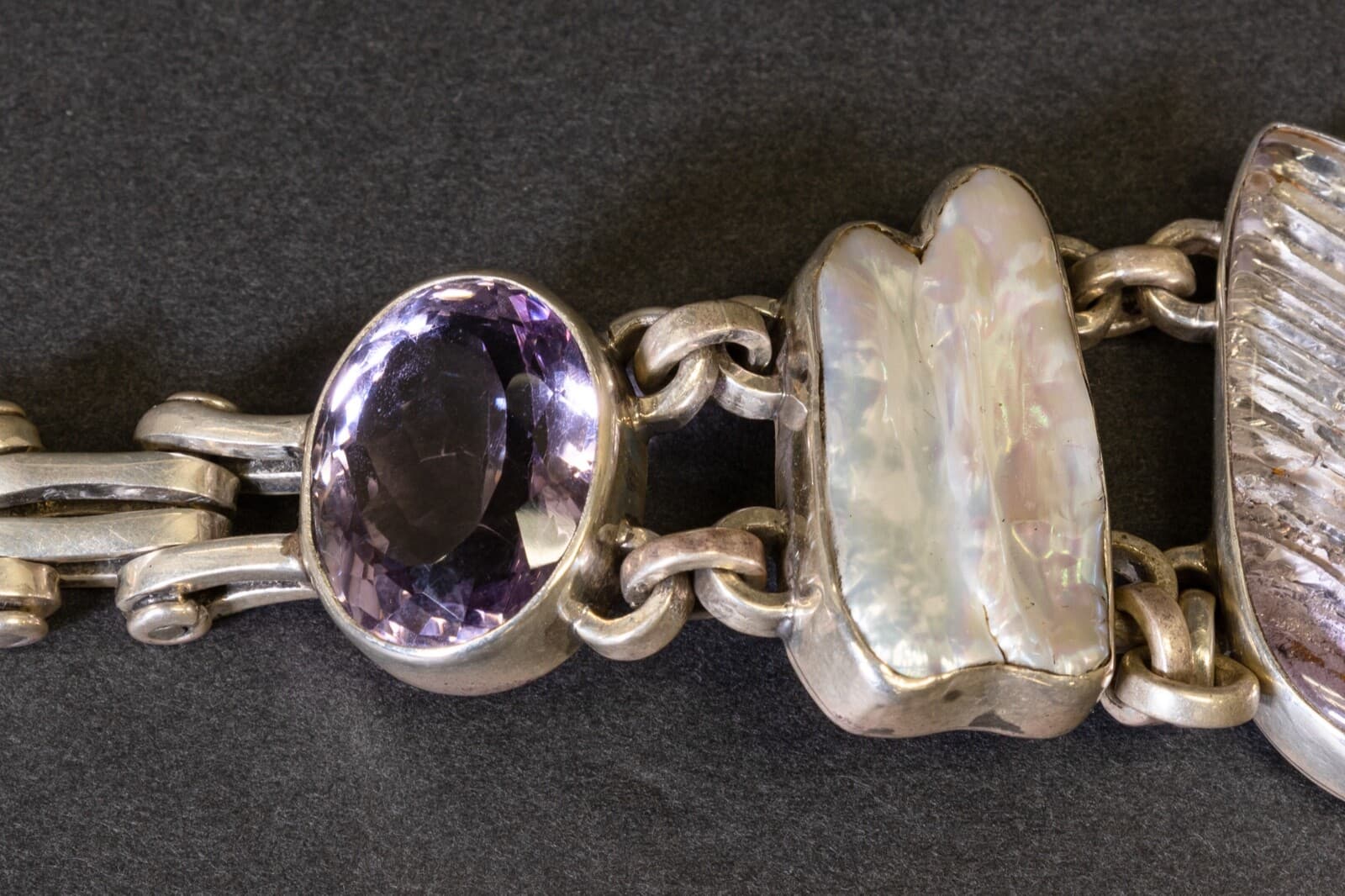 Stephen Dweck Amethyst Glacier Quartz Biwa Pearl & Sterling Necklace & Bracelet - Thumbnail 6