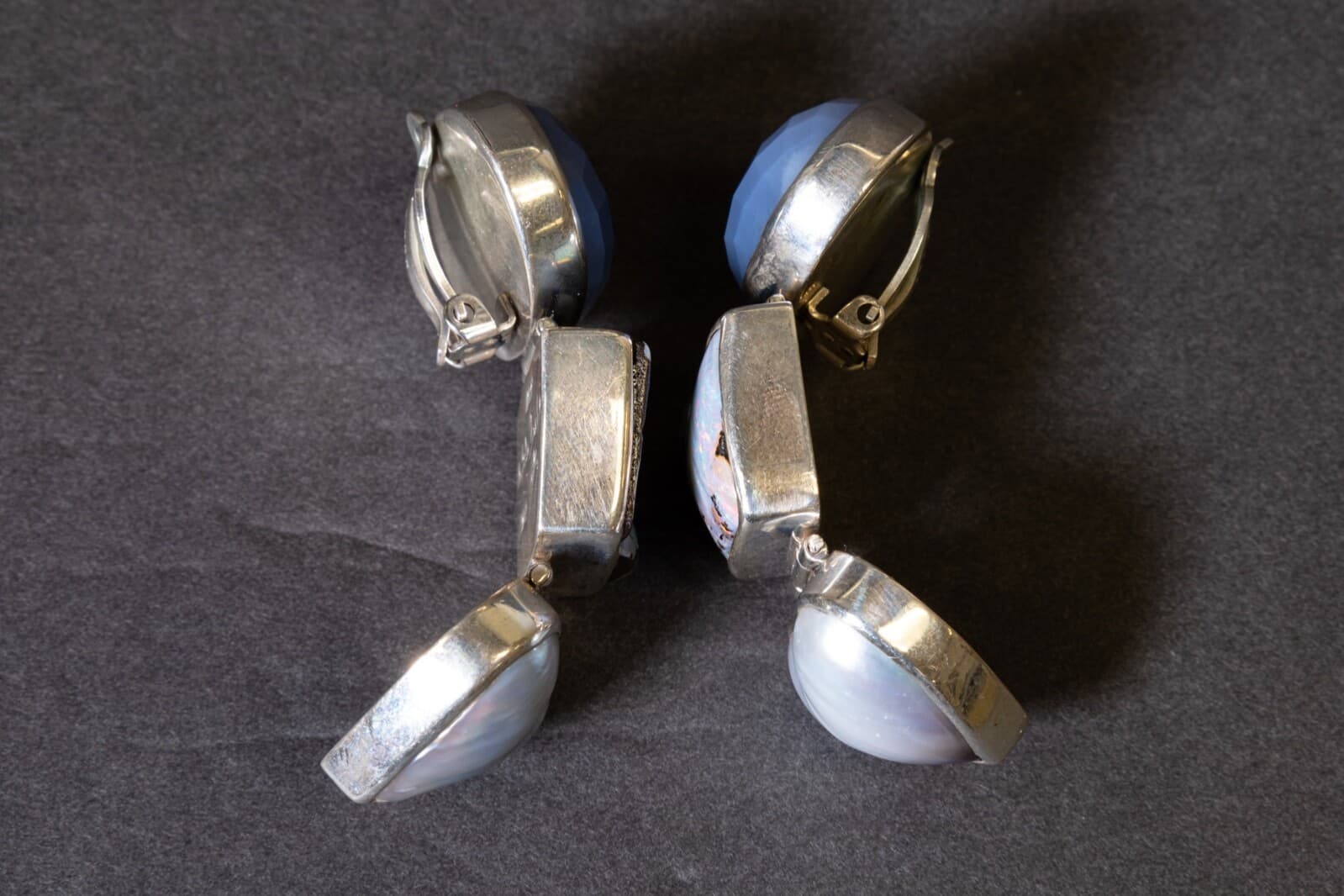 Stephen Dweck Opal & Pearl One-of-a-Kind Sterling Silver Drop Earrings Jewlery - Thumbnail 2