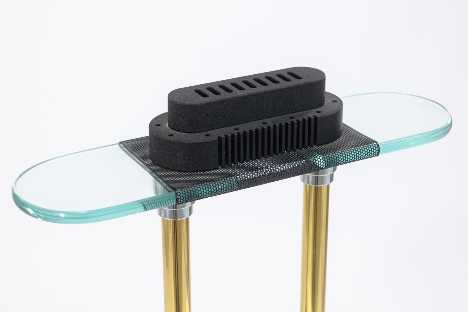 Robert Sonneman for George Kovacs 1980s Post Modern Brass and Glass Desk Lamp - Thumbnail 4