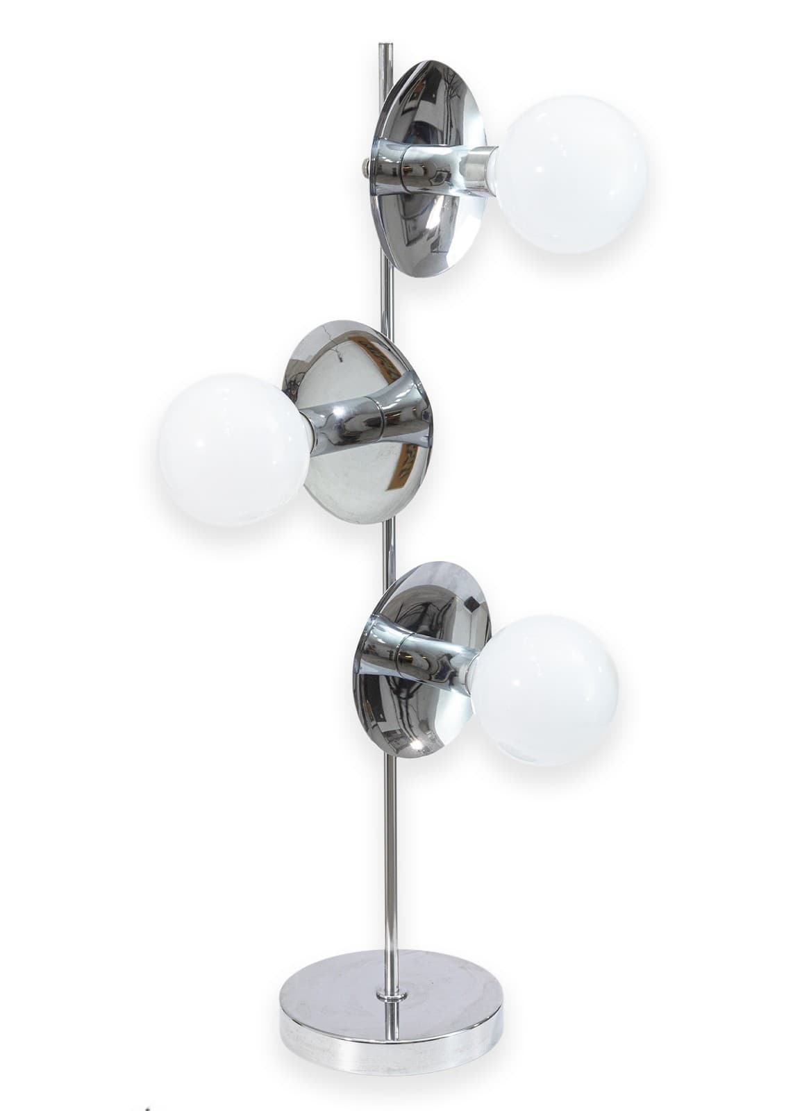 Vintage 1970s Space Age 3 Head Chrome Table Lamp