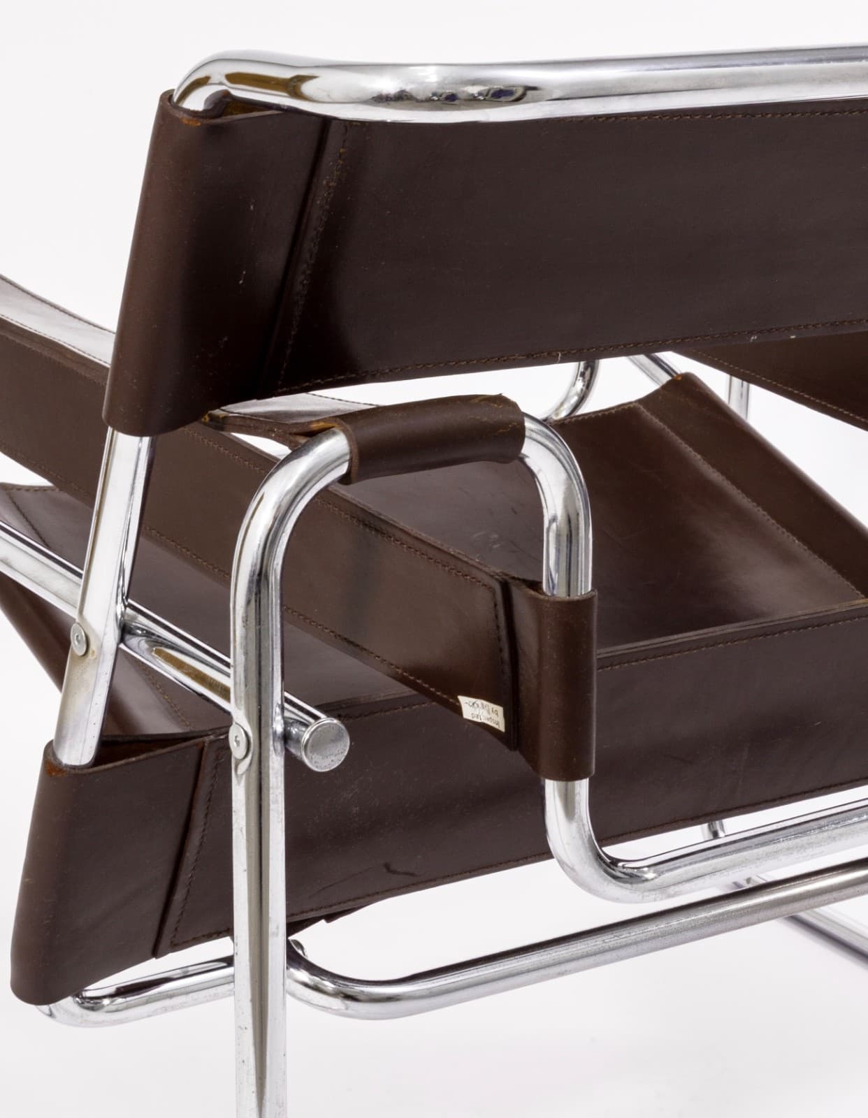 Pair of Vintage 1970s Wassily Style Chocolate Brown Leather & Chrome Arm Chairs - Thumbnail 6