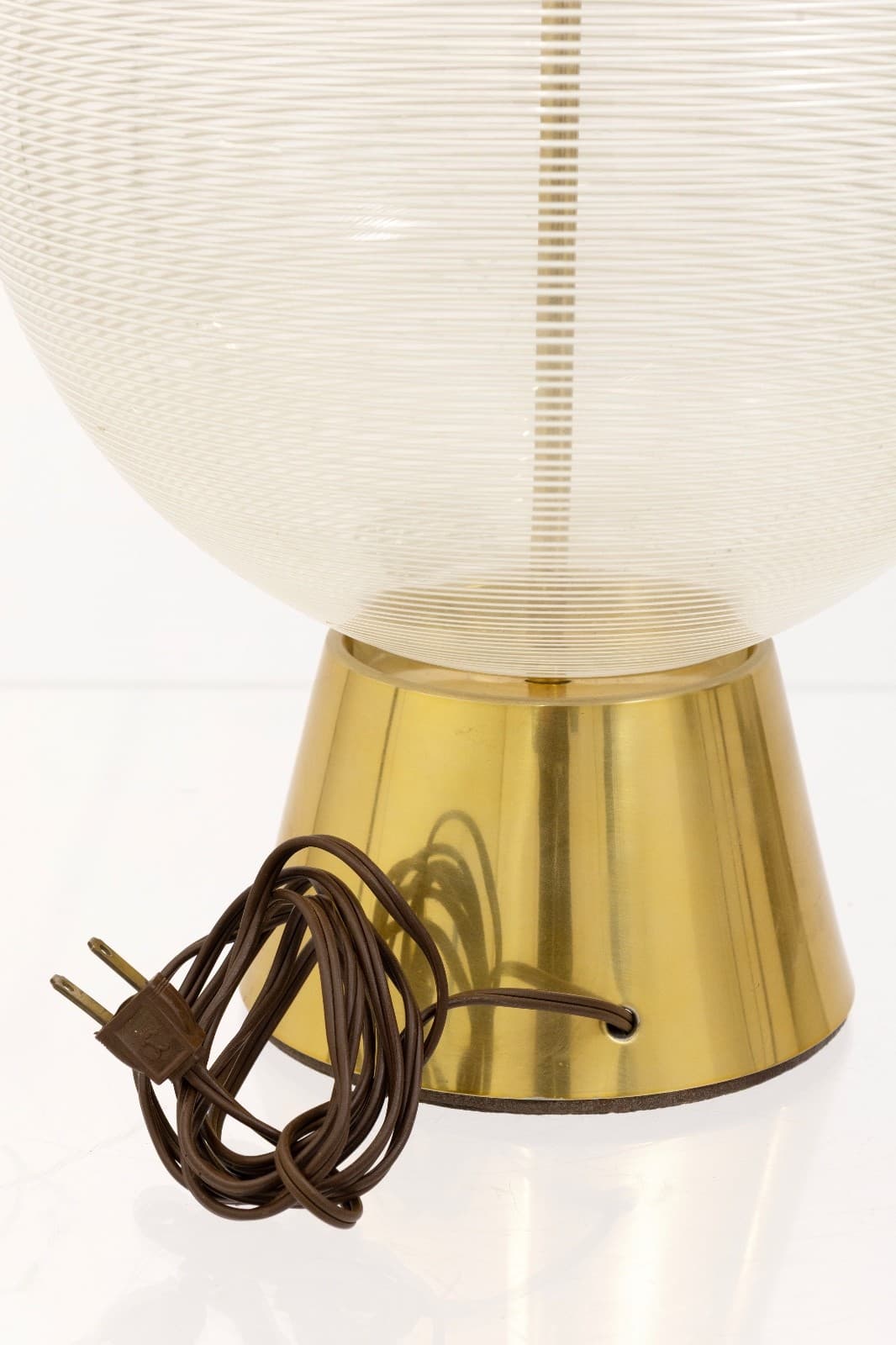 Threaded Glass Sphere Table Lamp With Original Handwoven Maria Kipp Shade - Thumbnail 3