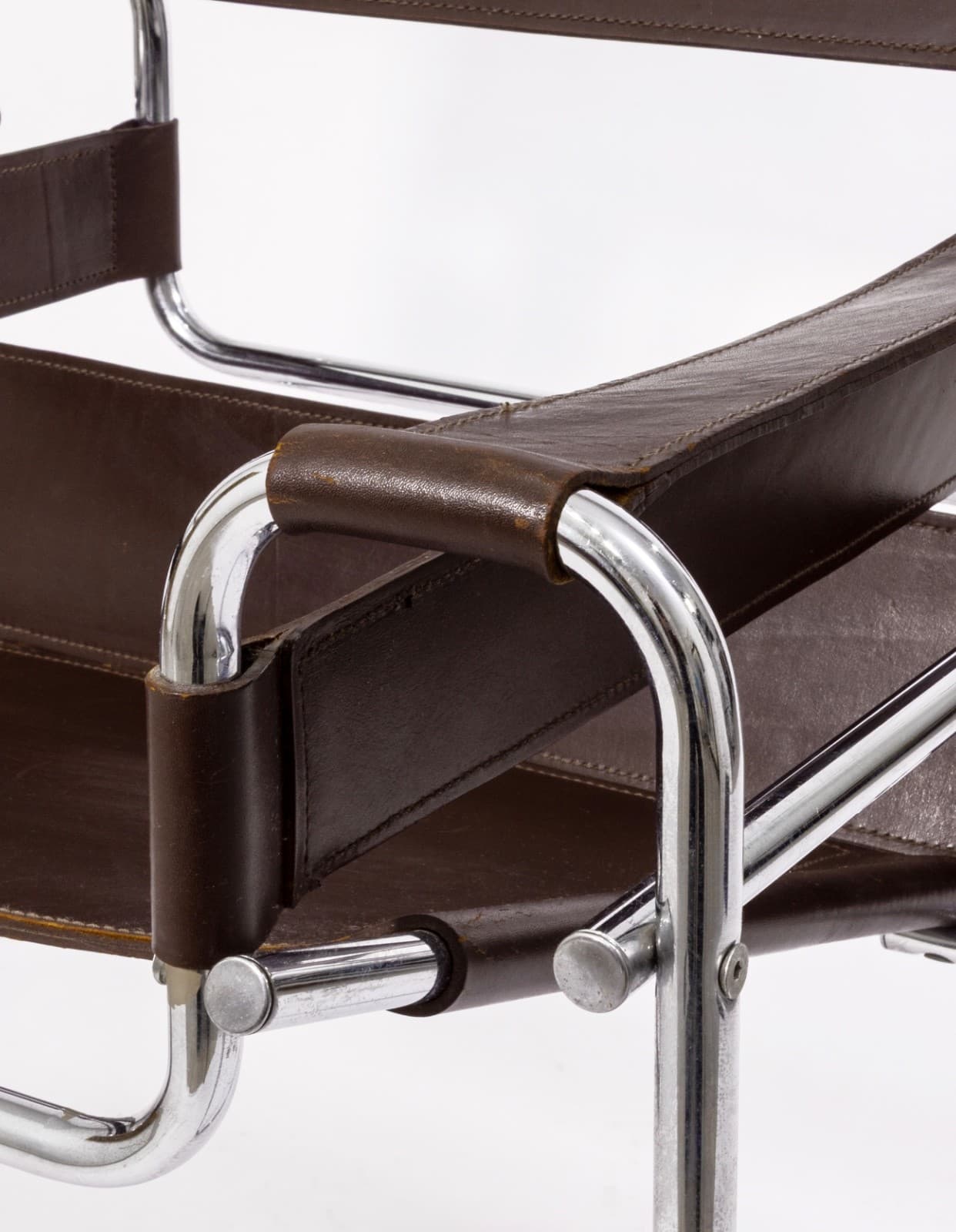 Pair of Vintage 1970s Wassily Style Chocolate Brown Leather & Chrome Arm Chairs - Thumbnail 8