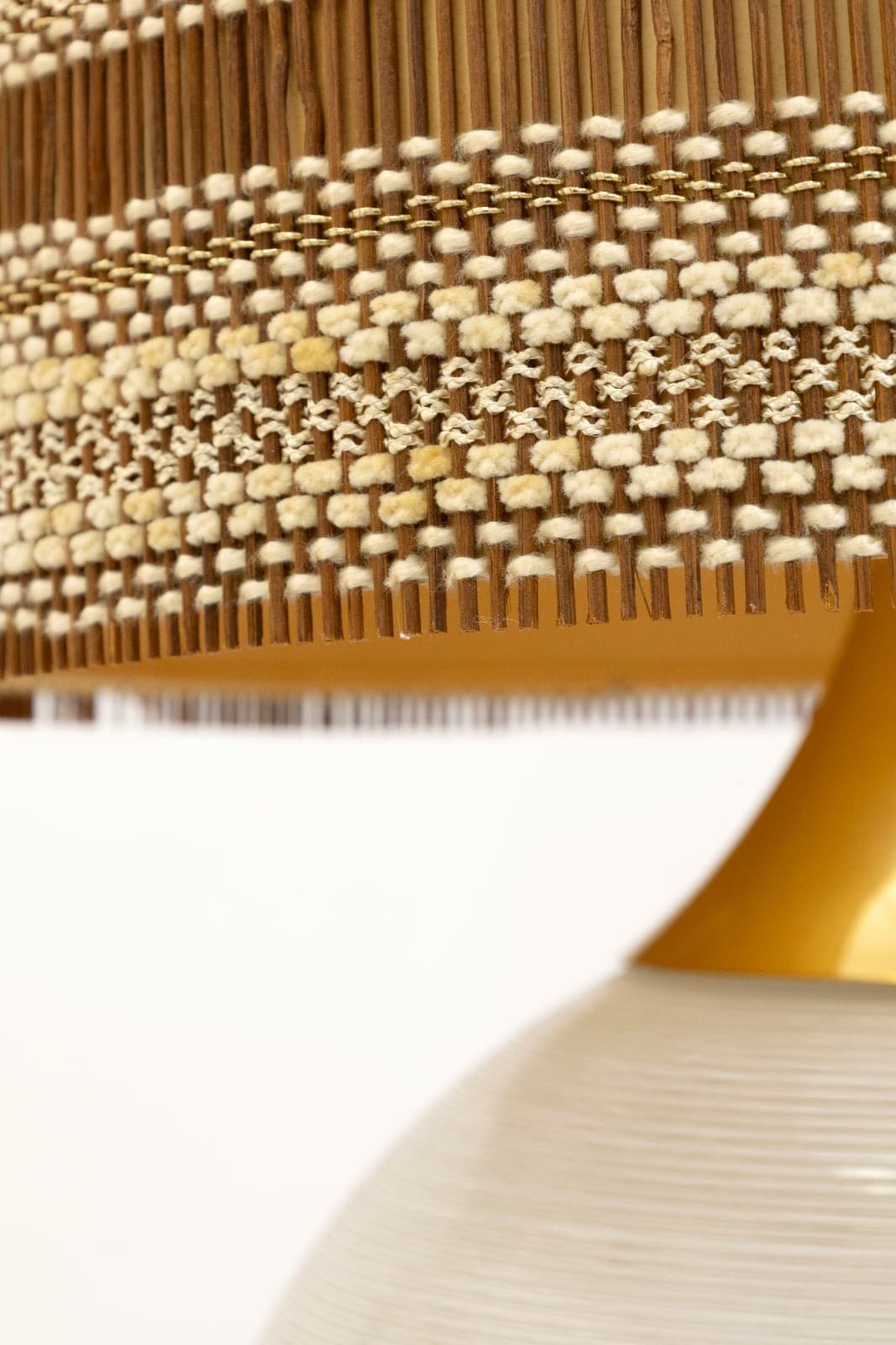 Threaded Glass Sphere Table Lamp With Original Handwoven Maria Kipp Shade - Thumbnail 6
