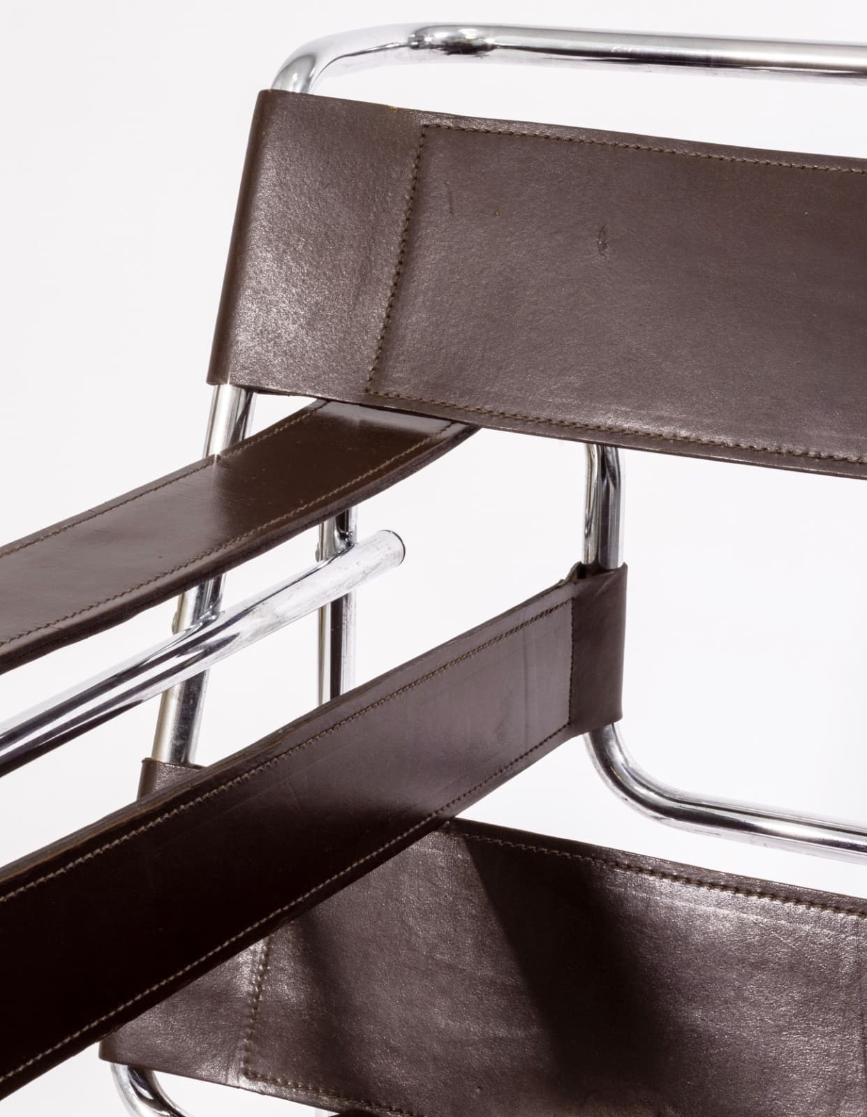 Pair of Vintage 1970s Wassily Style Chocolate Brown Leather & Chrome Arm Chairs - Thumbnail 7