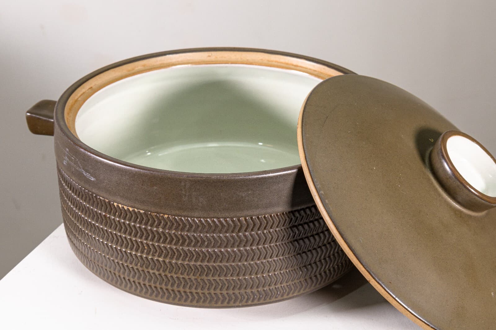 35 Piece Vintage Denby Camelot Chevron Dark Green English Dish Set - Thumbnail 6
