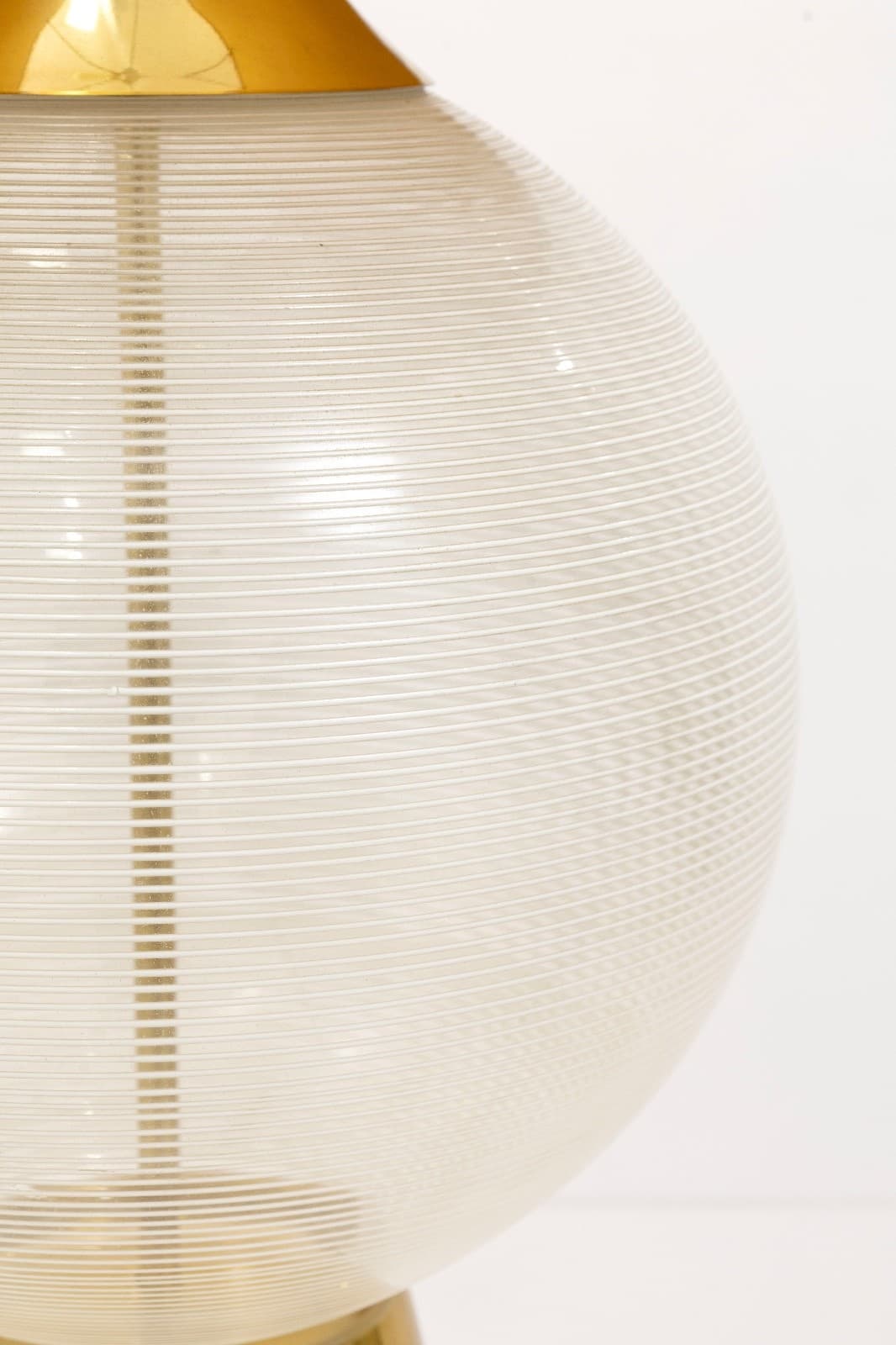Threaded Glass Sphere Table Lamp With Original Handwoven Maria Kipp Shade - Thumbnail 4
