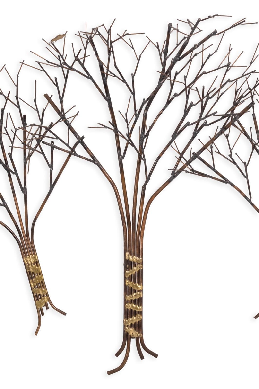 Vintage Mid Century Modern Curtis Jere Style Bronze Trees Wall Hanging Sculpture - Thumbnail 2