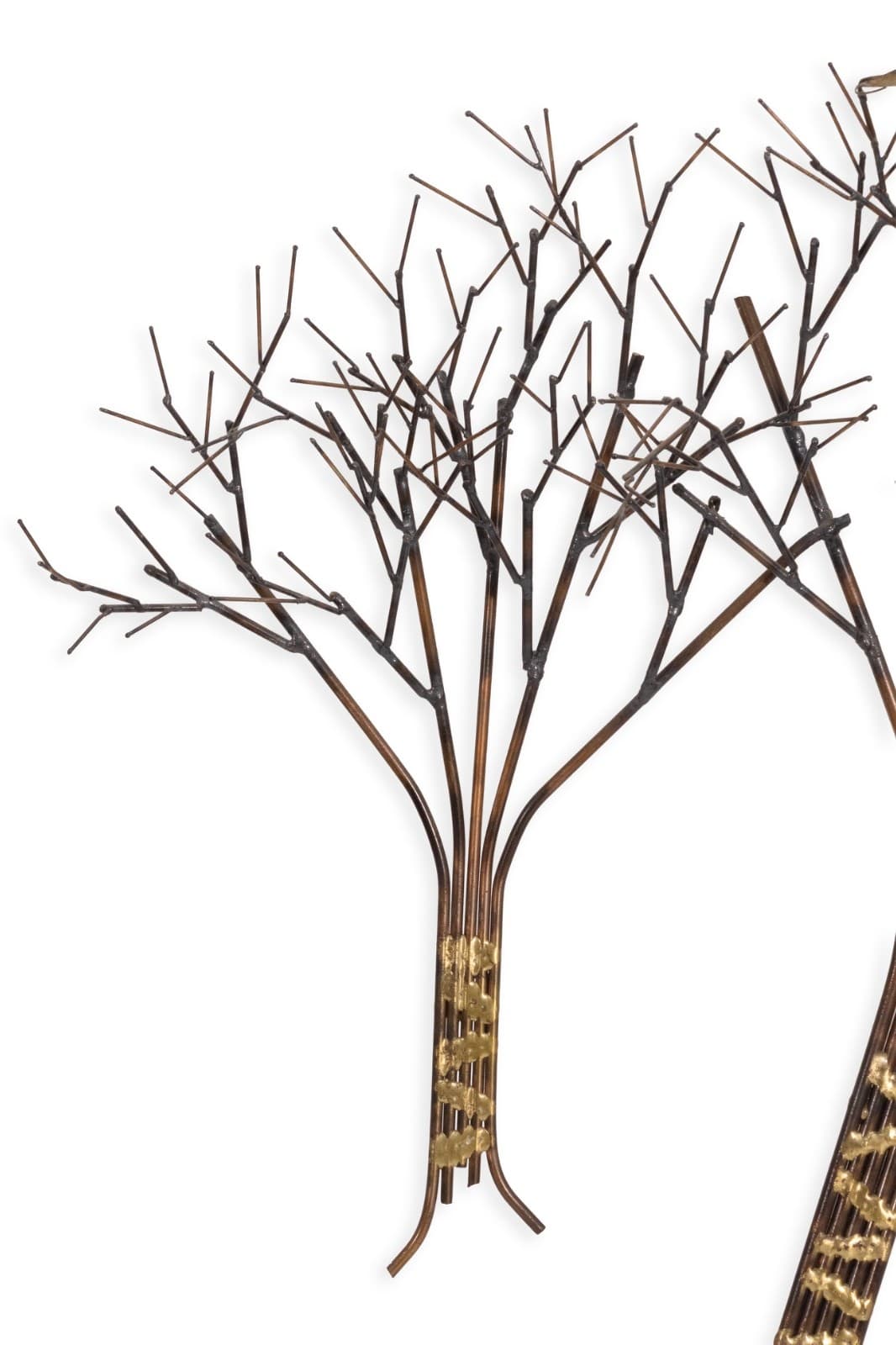Vintage Mid Century Modern Curtis Jere Style Bronze Trees Wall Hanging Sculpture - Thumbnail 4