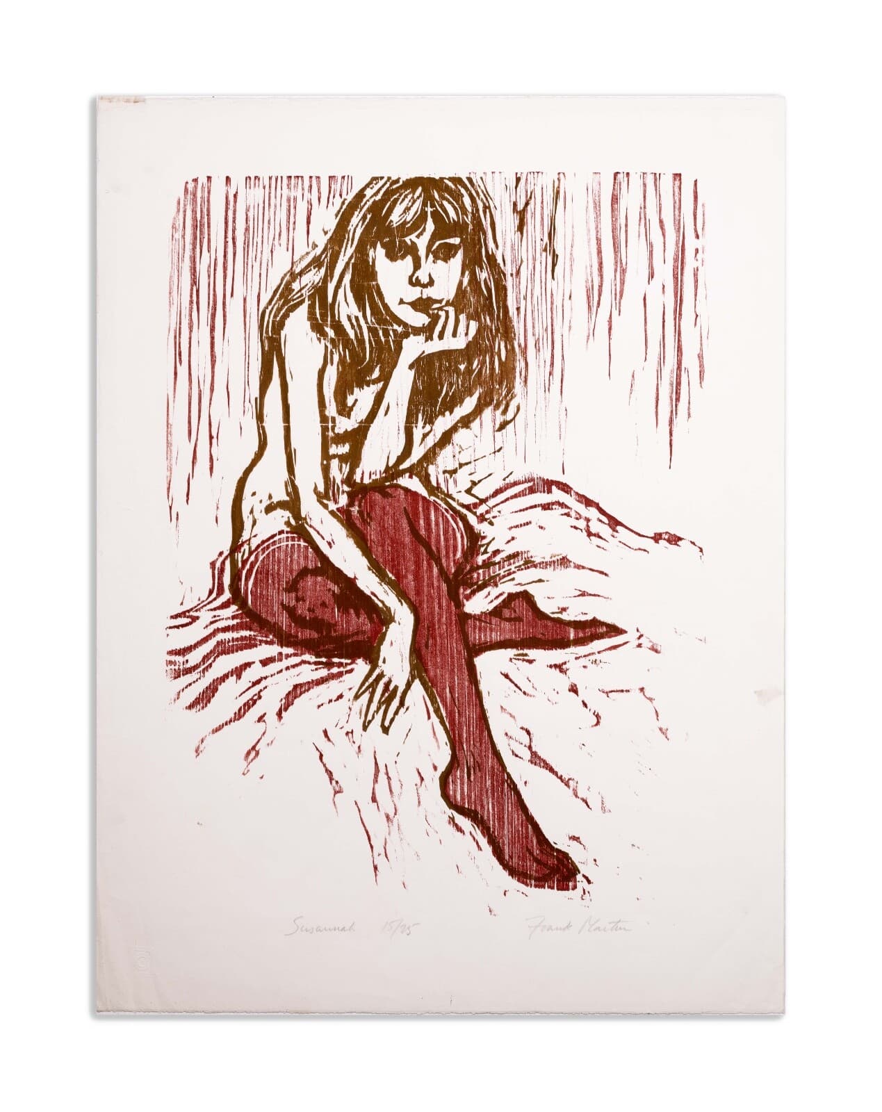 Frank Martin Susannah Signed Modern Figurative Woodcut on Paper 15/25 Unframed - Thumbnail 2