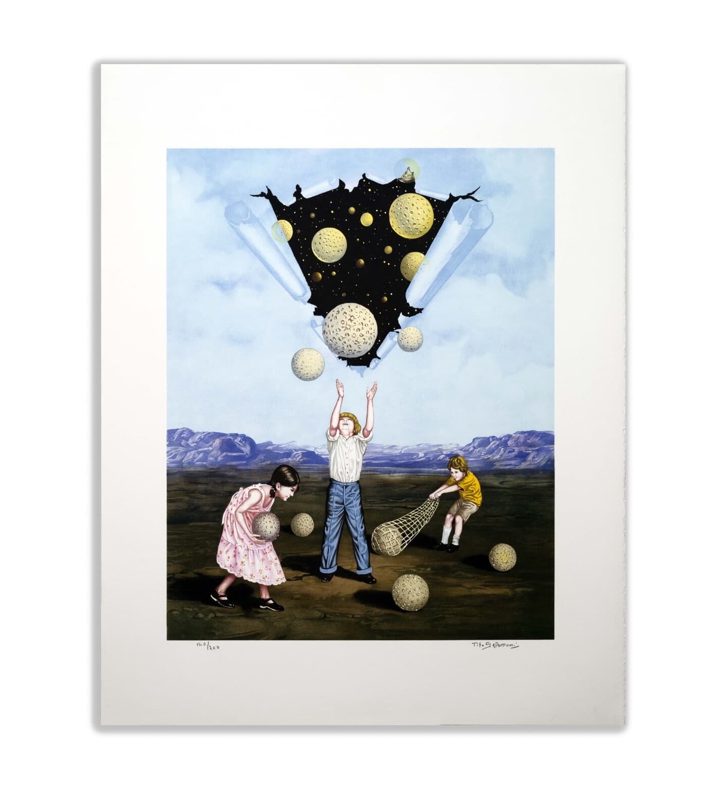 Tito Salomoni Catch a Star Signed Surreal Realism Lithograph on Paper 140/200 UF - Thumbnail 2