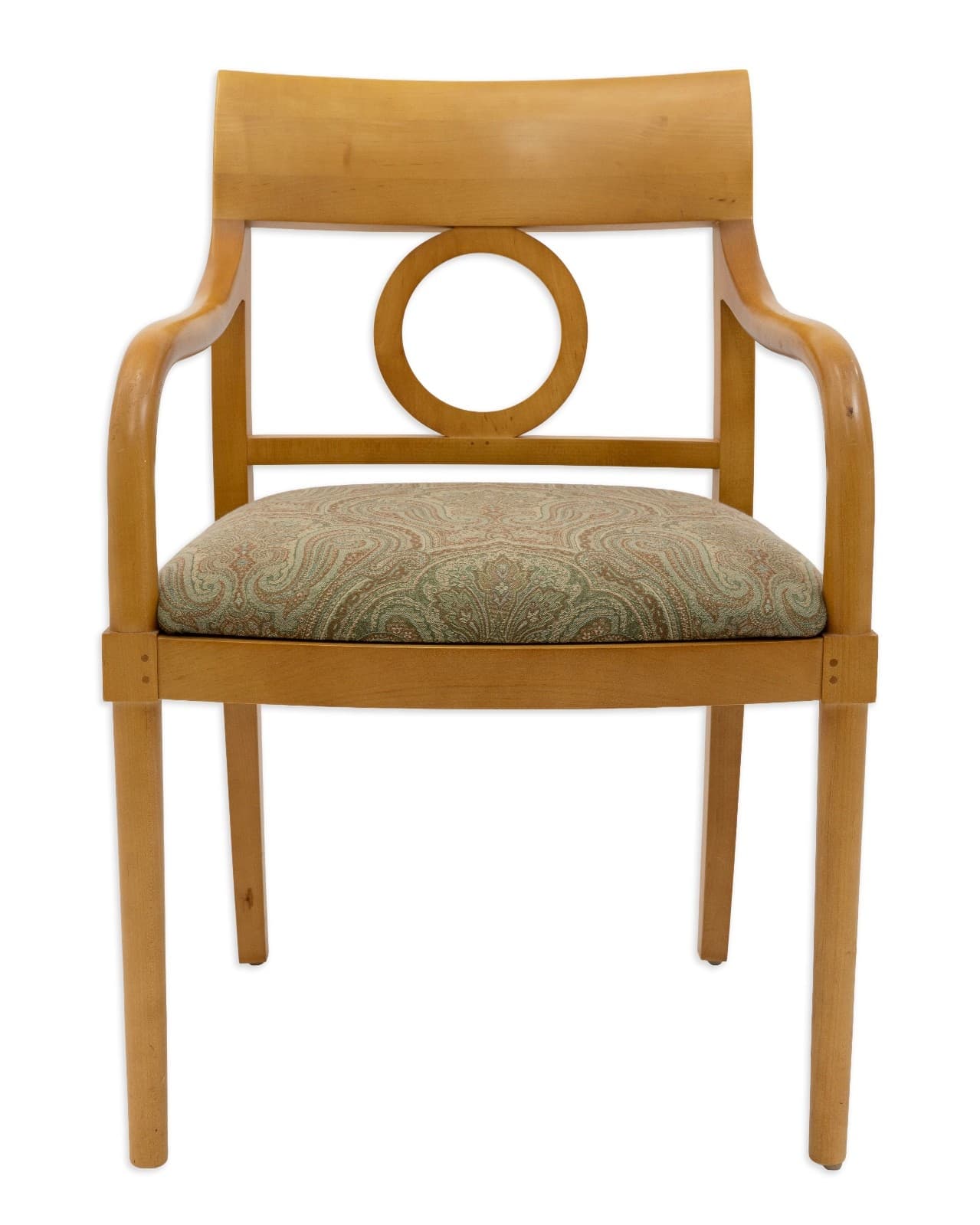 Bernhardt Maple Wood Armchair with Paisley Upholstered Seat - Thumbnail 2